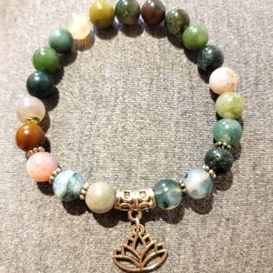 Beaded stretch ohm bracelet multi color stones